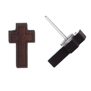Wooden Cross Studs