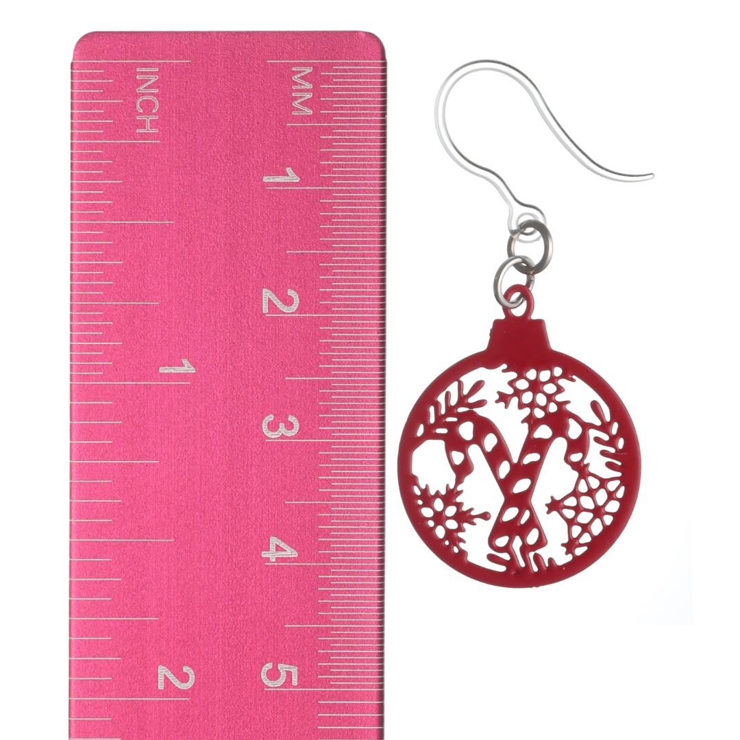 Candy Cane Ornament Earrings (Dangles) - ruler
