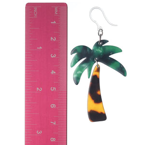 Celluloid Palm Tree Earrings (Dangles) - size
