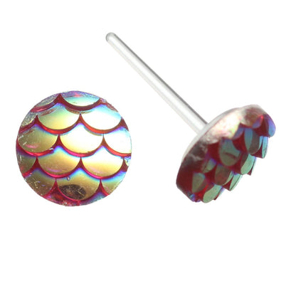 Mermaid Studs Hypoallergenic Earrings for Sensitive Ears with Plastic Posts