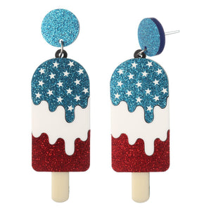 Exaggerated Patriotic Popsicle Dangles Hypoallergenic Earrings for Sensitive Ears Made with Plastic Posts