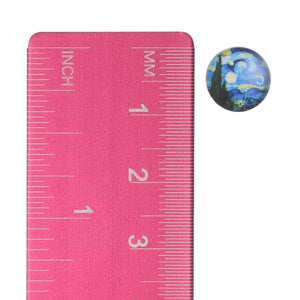 Glass Van Gogh Button Studs Hypoallergenic Earrings for Sensitive Ears with Plastic Posts