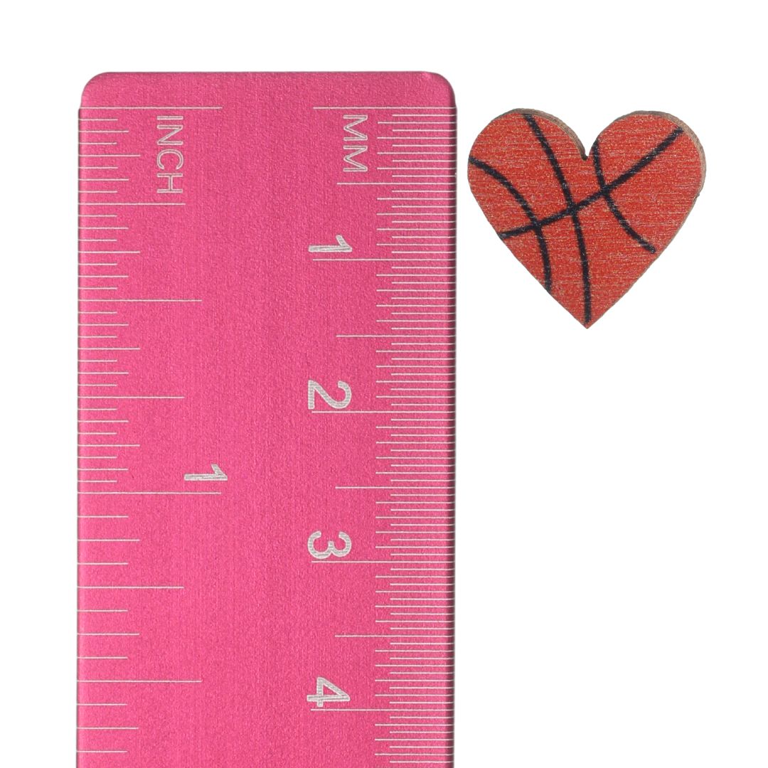 Wooden Football Earrings (Studs) - heart - size