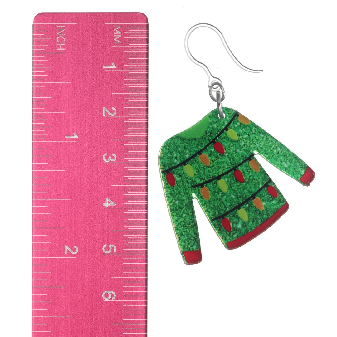 Exaggerated Ugly Christmas Sweater Earrings (Dangles) - dangle - size