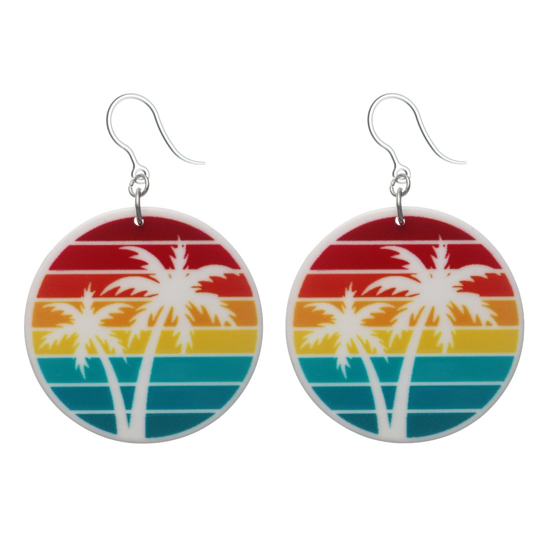 Striped Palm Tree Earrings (Dangles)
