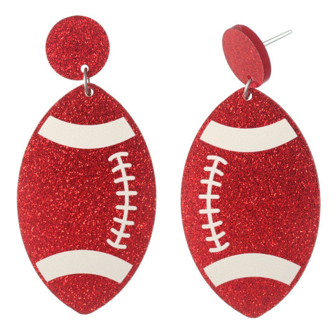 Exaggerated Glitter Football Dangles Hypoallergenic Earrings for Sensitive Ears Made with Plastic Posts