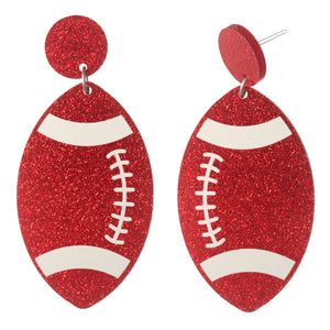 Exaggerated Glitter Football Dangles Hypoallergenic Earrings for Sensitive Ears Made with Plastic Posts