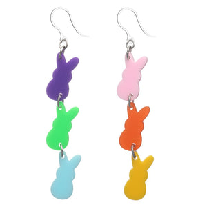 Exaggerated Colorful Bunnies Dangles