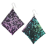 Exaggerated Chain Mail Earrings (Dangles) - multicolor