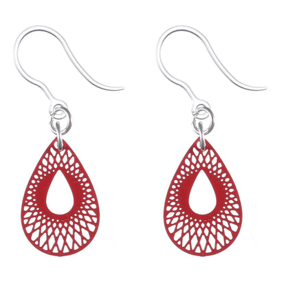 Tiny Teardrop Earrings (Dangles) - red