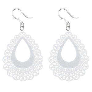 Medium Lace Teardrop Earrings (Dangles) - white
