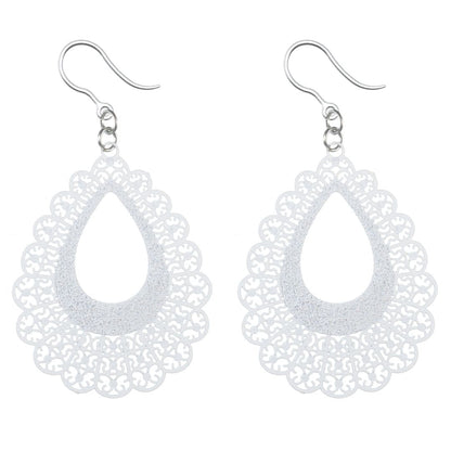 Medium Lace Teardrop Earrings (Dangles) - white