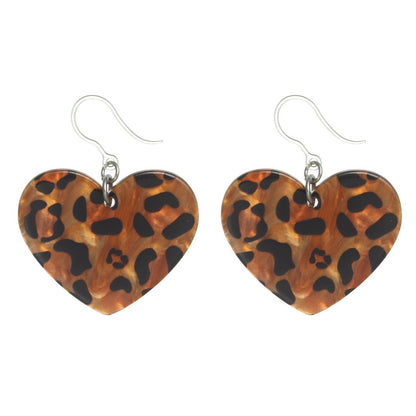 Leopard Heart Earrings (Dangles)