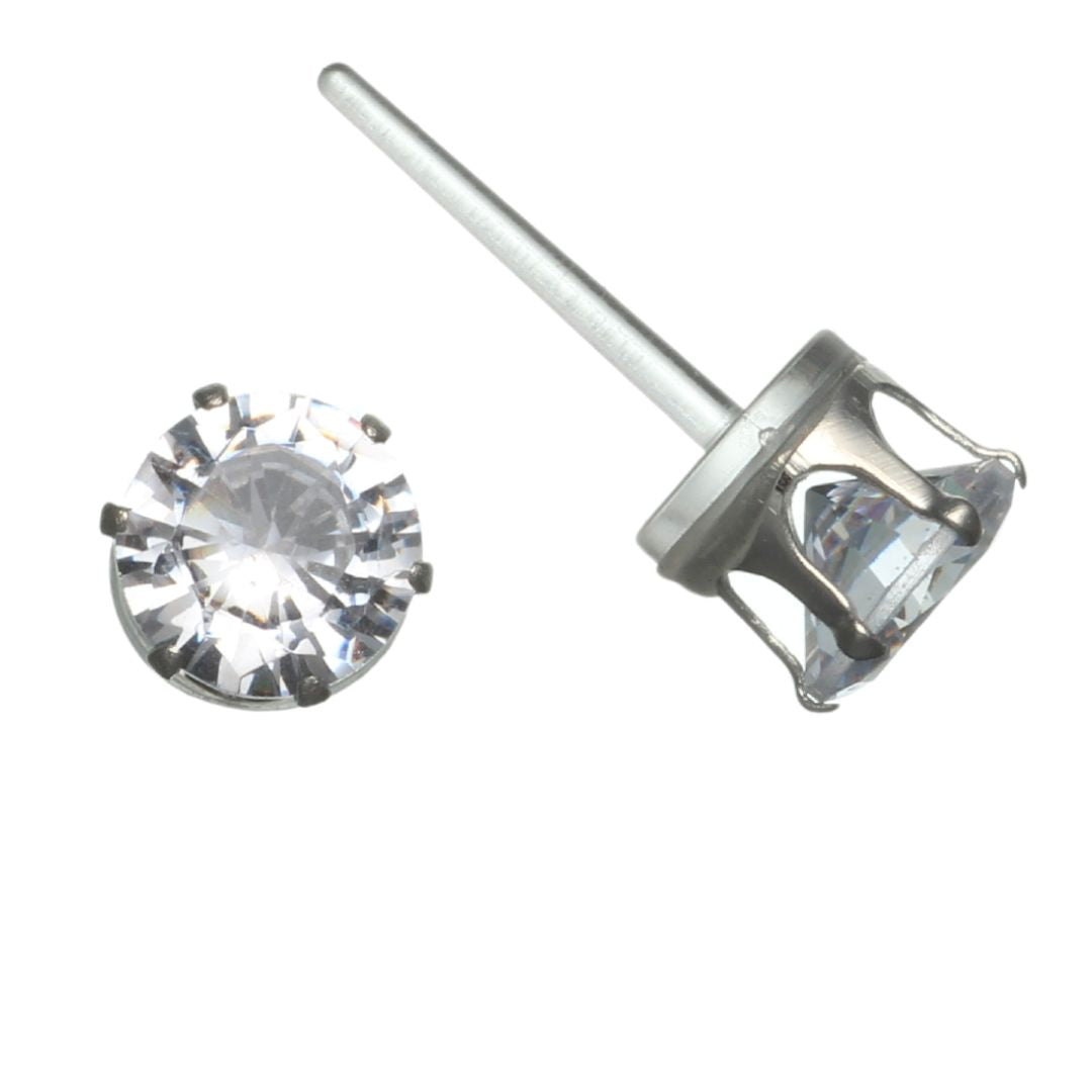 Diamond Cut Rhinestone Earrings (Studs) - silver