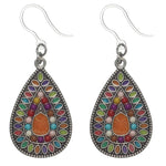 Colorful Aztec Stone Earrings (Dangles) - orange