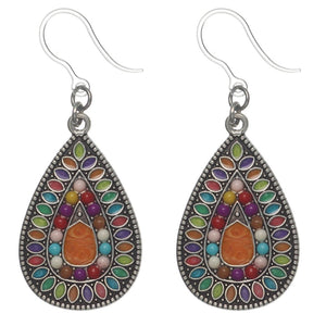 Colorful Aztec Stone Earrings (Dangles) - orange