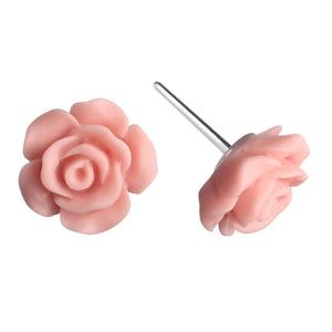 Matte Rose Studs Hypoallergenic Earrings for Sensitive Ears with Plastic Posts