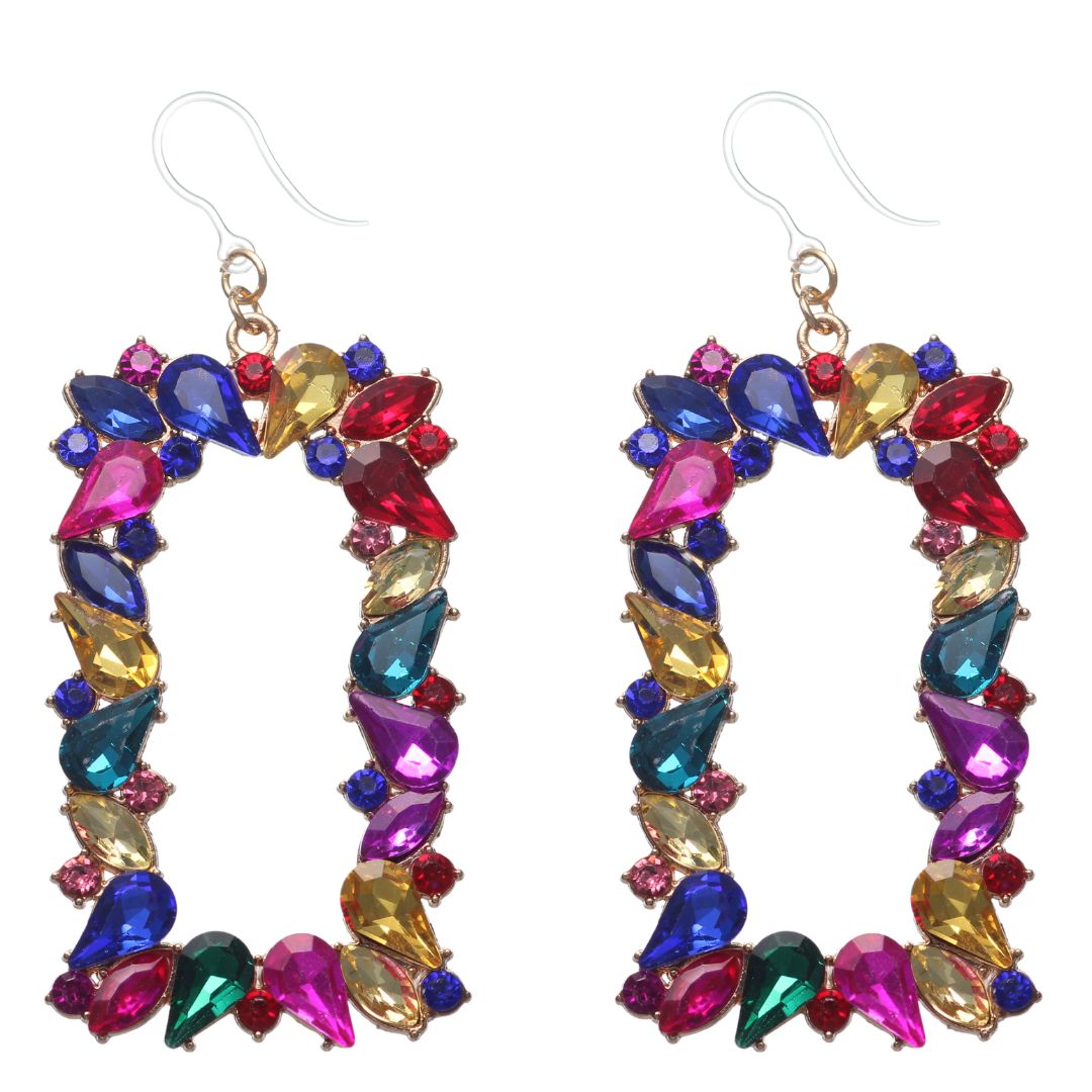 Bejeweled Drop Earrings (Dangles) - rectangle