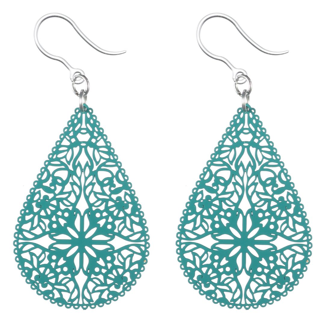 Lacey Teardrop Earrings (Dangles) - teal