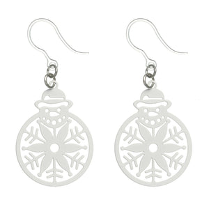 Snowflake Snowman Earrings Dangles Hypoallergenic Earrings for Sensitive Ears Made with Plastic Posts