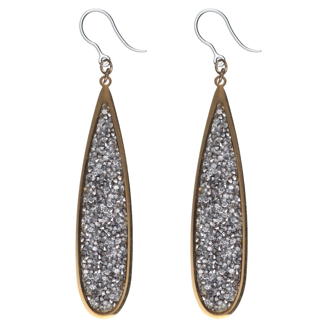 Faux Druzy Raindrop Earrings (Dangles) - faux diamond