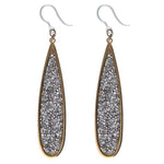 Faux Druzy Raindrop Earrings (Dangles) - faux diamond