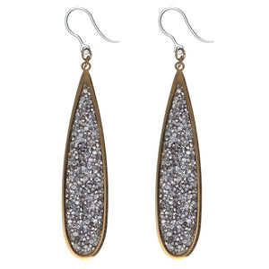 Faux Druzy Raindrop Earrings (Dangles) - faux diamond