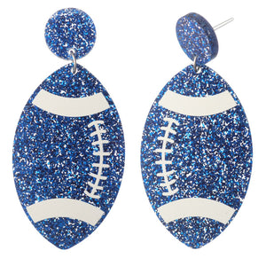 Exaggerated Glitter Football Dangles Hypoallergenic Earrings for Sensitive Ears Made with Plastic Posts