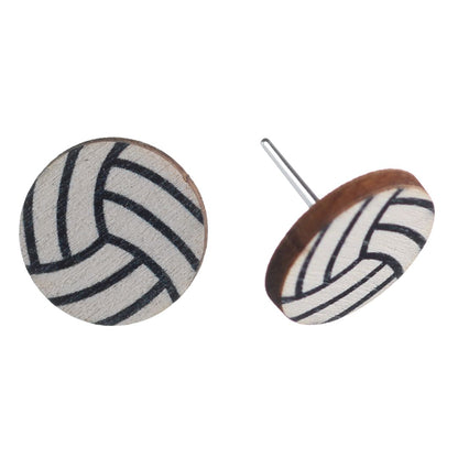 Wooden Volleyball Earrings (Studs)