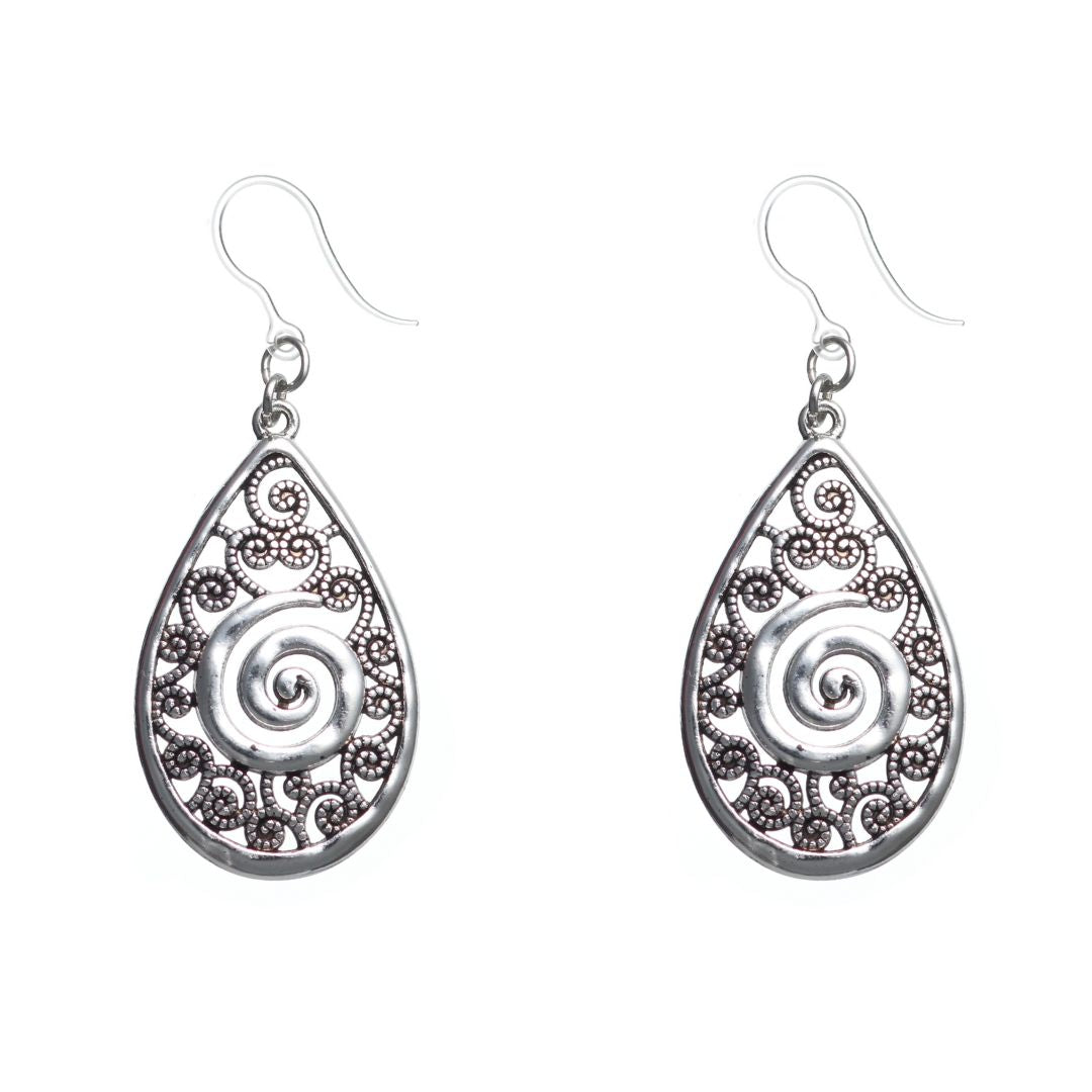 Metallic Droplet Earrings (Dangles) - silver