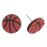 Wooden Basketball Earrings (Studs) - ball