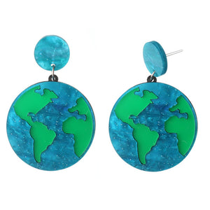 Exaggerated Earth Dangles Hypoallergenic Earrings for Sensitive Ears Made with Plastic Posts