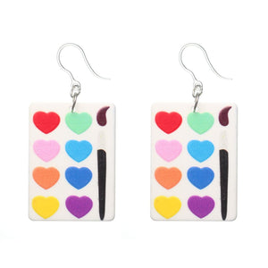 Exaggerated Heart Paint Palette Earrings (Dangles)