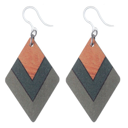 Wooden Chevron Earrings (Dangles)