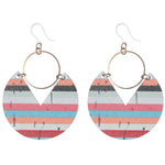 Gold Hoop Printed Wood Earrings (Dangles) - stripes