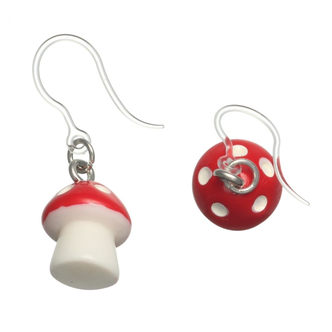 Fairy Tale Mushroom Earrings (Dangles) - red