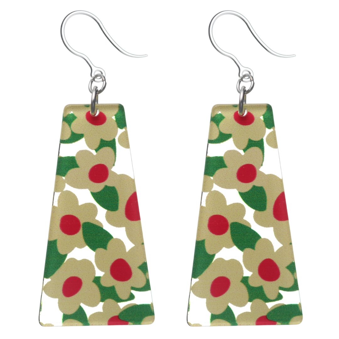 Vintage Poppy Earrings (Dangles) - yellow