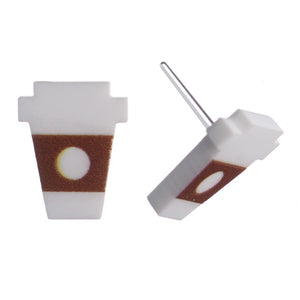 Coffee Cup Earrings (Studs)- brown sleeve