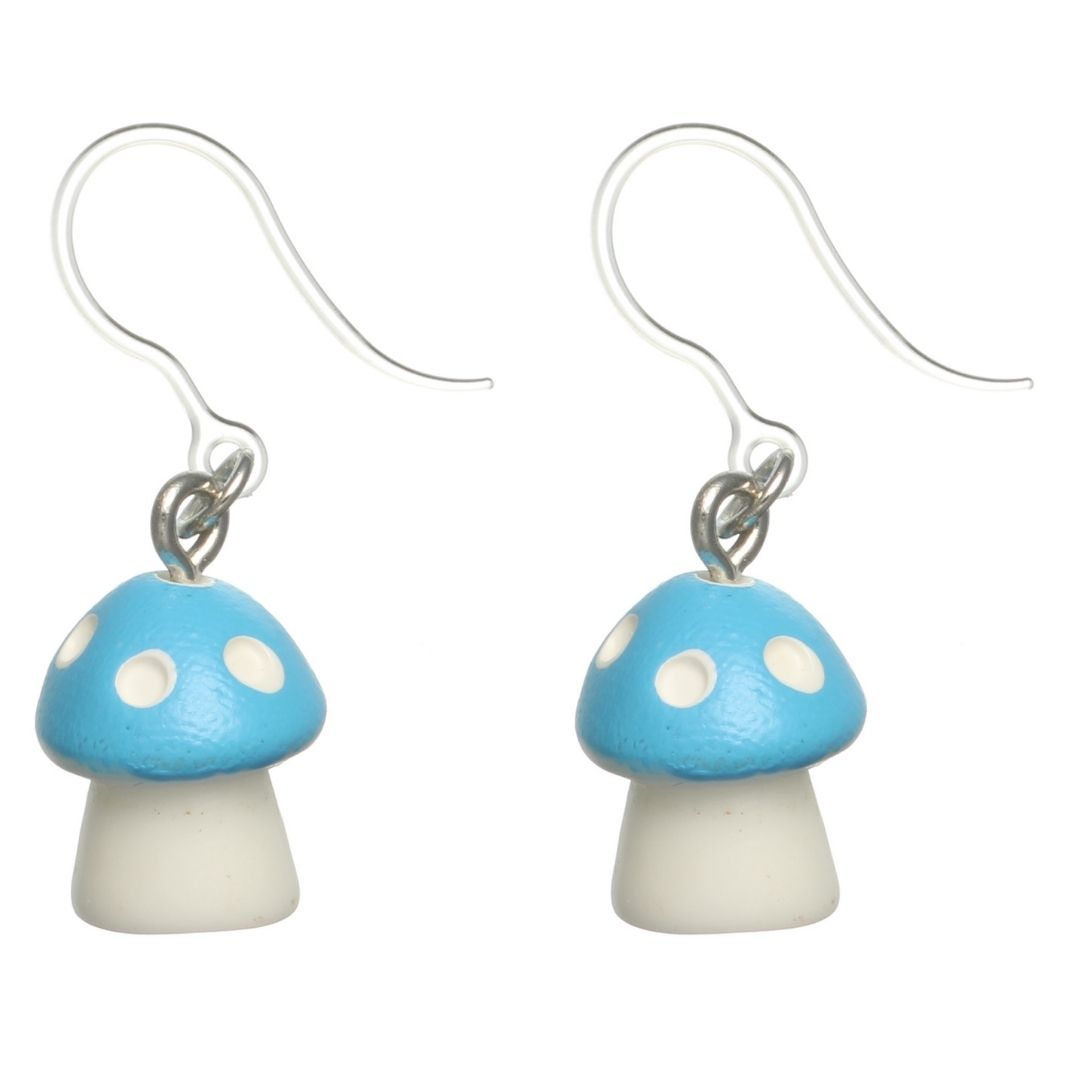 Fairy Tale Mushroom Earrings (Dangles) - blue