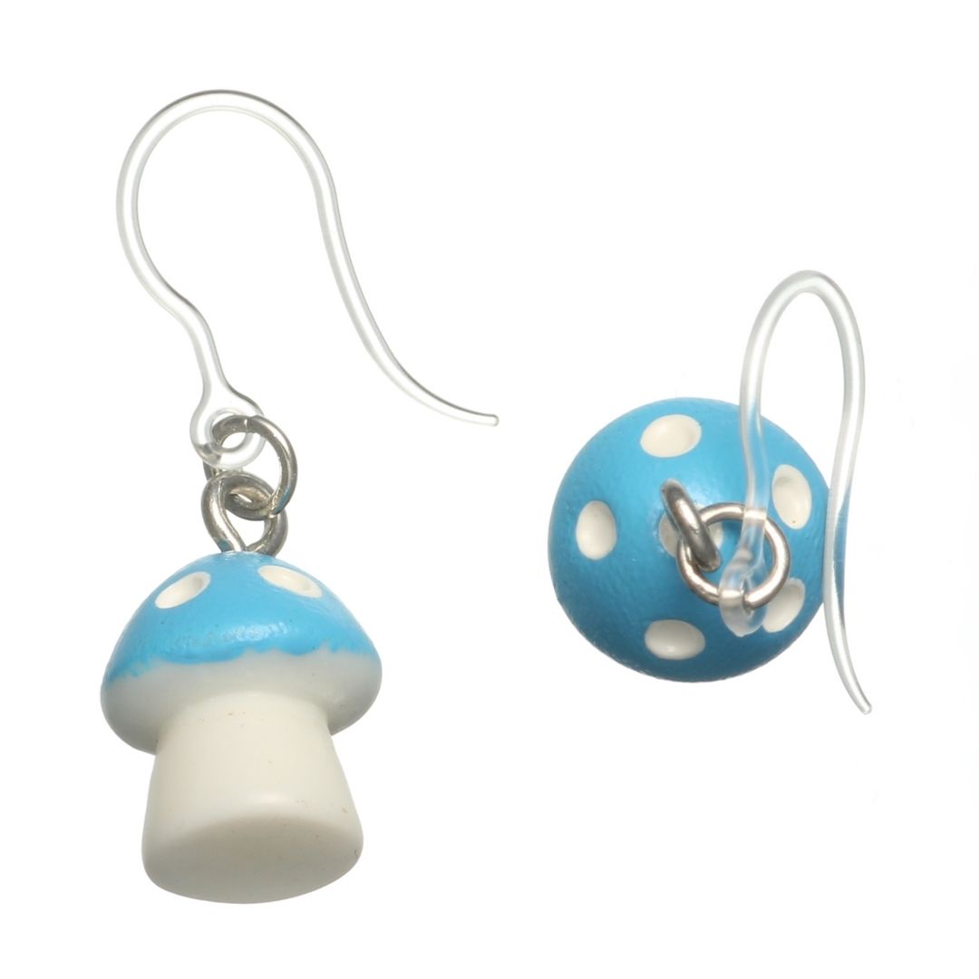 Fairy Tale Mushroom Earrings (Dangles) - blue