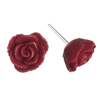 Vintage Rose Earrings (Studs) - red