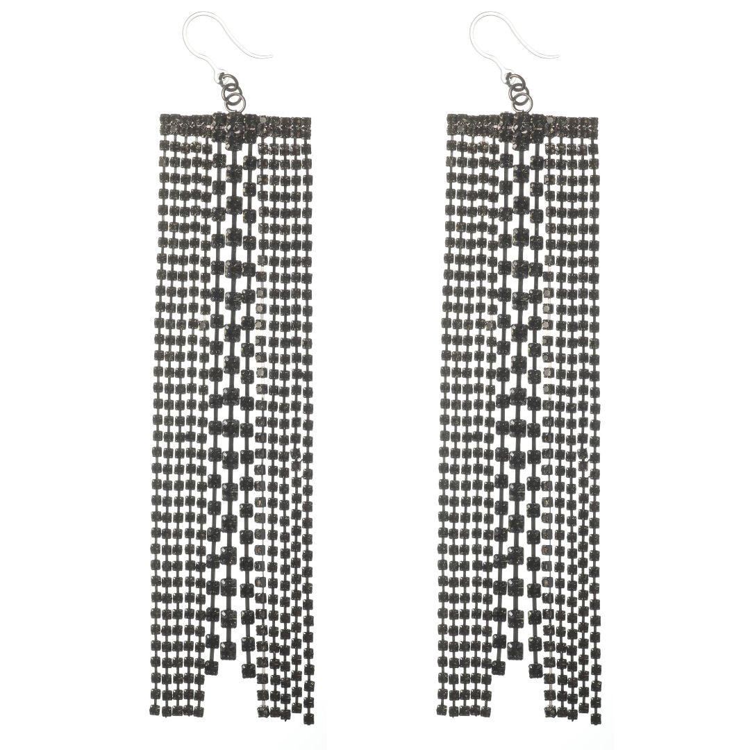 Exaggerated Dripping Bling Earrings (Dangles) - black