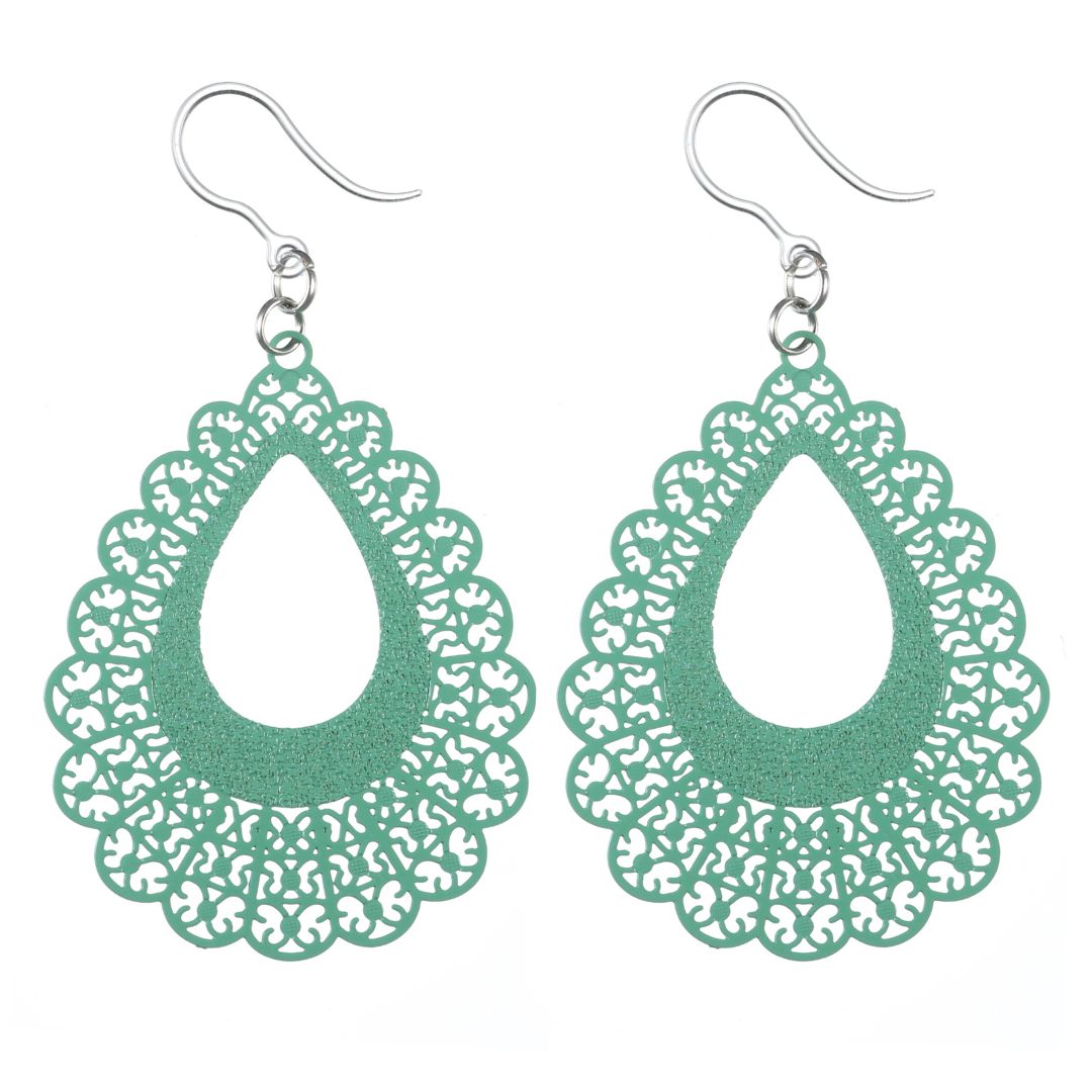 Medium Lace Teardrop Earrings (Dangles) - turquoise