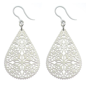 Lacey Teardrop Earrings (Dangles) - silver