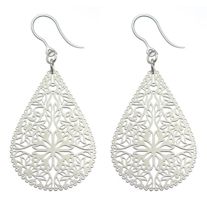 Lacey Teardrop Earrings (Dangles) - silver
