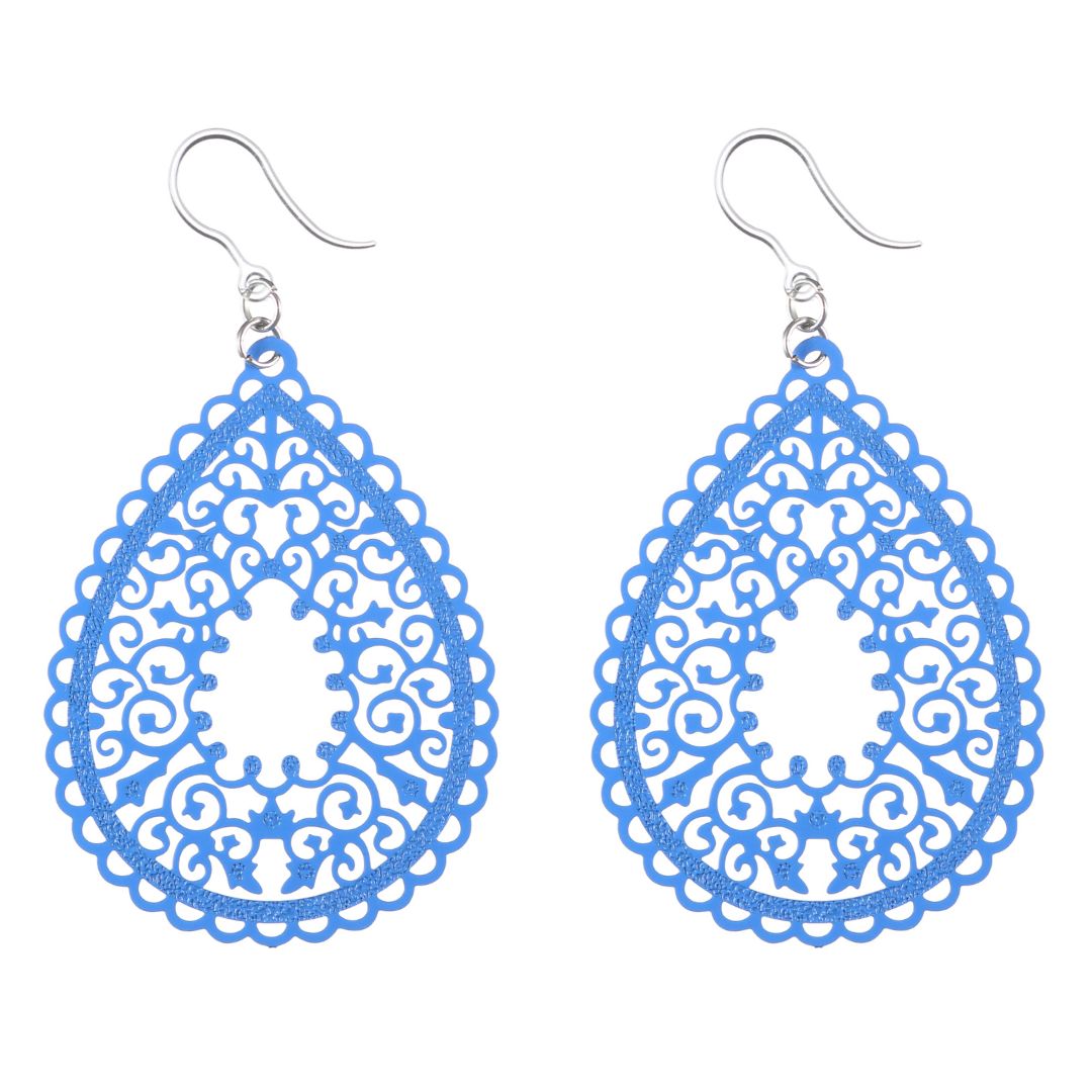 Intricate Teardrop Earrings (Dangles) - blue