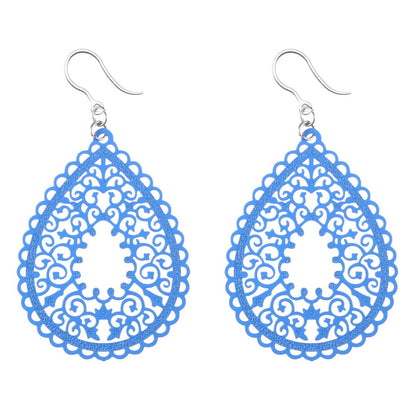 Intricate Teardrop Earrings (Dangles) - blue