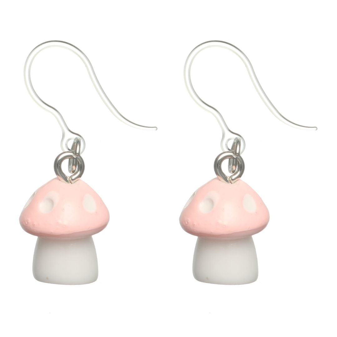 Fairy Tale Mushroom Earrings (Dangles) - pink