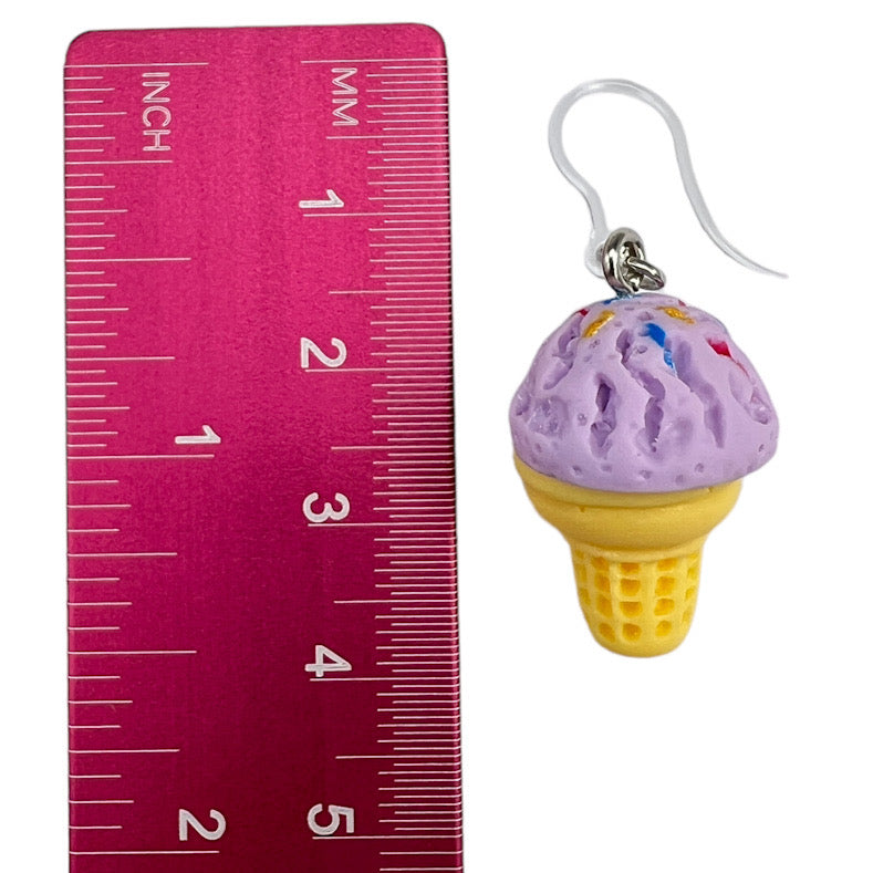 Sprinkle Ice Cream Cone Earrings (Dangles) - size