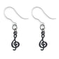 Tiny Treble Clef Drop Earrings (Dangles) - black